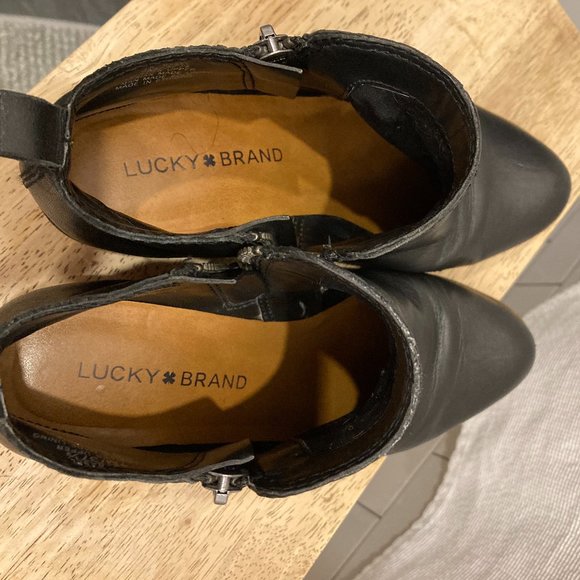 Lucky Brand Black Leather Booties sz 7 - Picture 4 of 6
